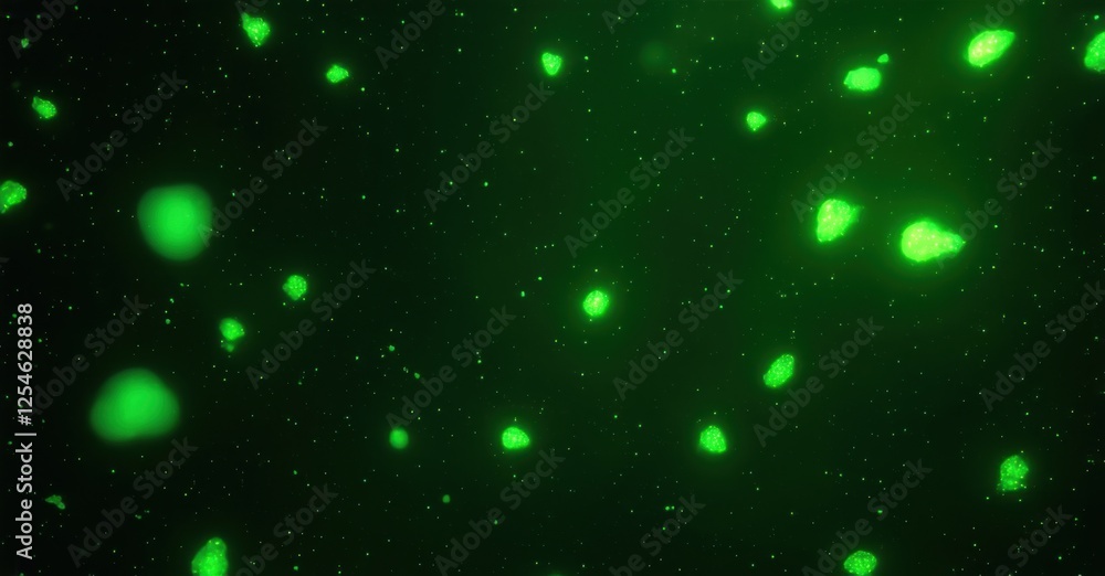 Scattered bioluminescent green spots glow in a dark atmosphere, resembling floating particles or distant celestial bodies, creating a surreal and mysterious visual effect Scattered bioluminescent green spots glow in a dark atmosphere, resembling floating particles or distant celestial bodies, creating a surreal and mysterious visual effect