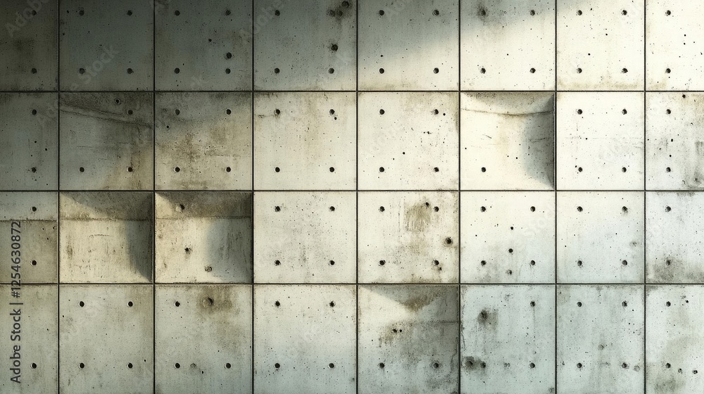 Textured Concrete Wall Paneling With Recessed Squares Textured Concrete Wall Paneling With Recessed Squares