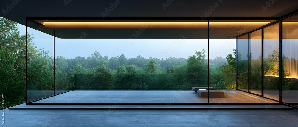 Fototapeta premium Modern Deck Forest View Luxury Home