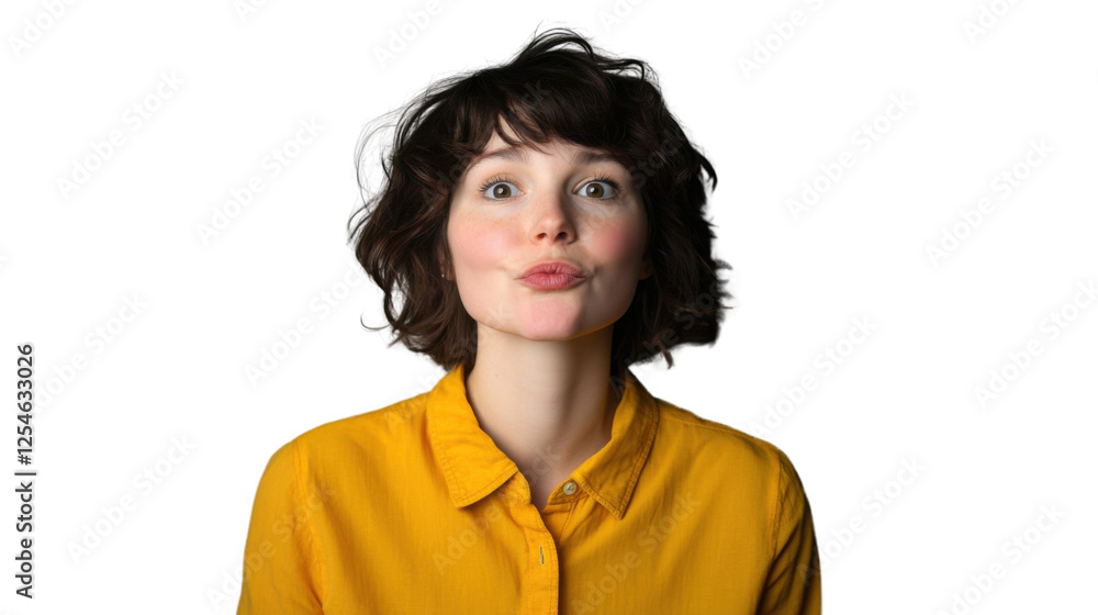 Young woman sending a kiss on transparent background Young woman sending a kiss on transparent background