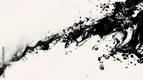 Wallpaper Mural Abstract Monochrome Art Black Ink Splatter on White Canvas Contemporary Artistic Expression Torontodigital.ca