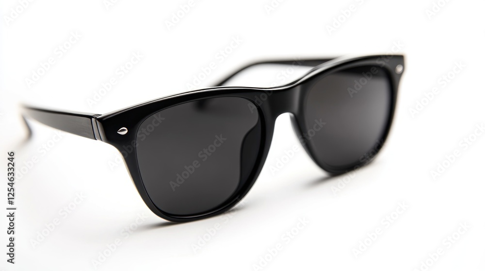 Black sunglasses on white background; fashion accessory Black sunglasses on white background; fashion accessory