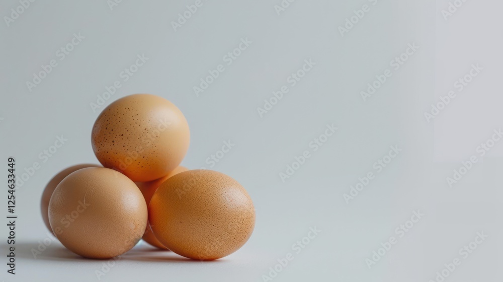 Group of many fresh brown chicken eggs isolated on white background. AI generated image Group of many fresh brown chicken eggs isolated on white background. AI generated image