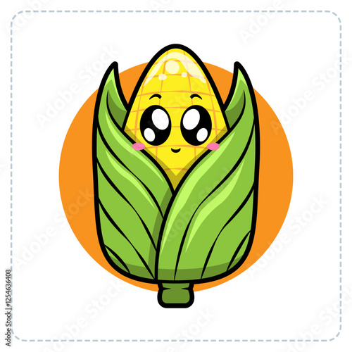 MASCOT CUTE CORN FOOD LOGO DESIGN ILLUSTRATOR