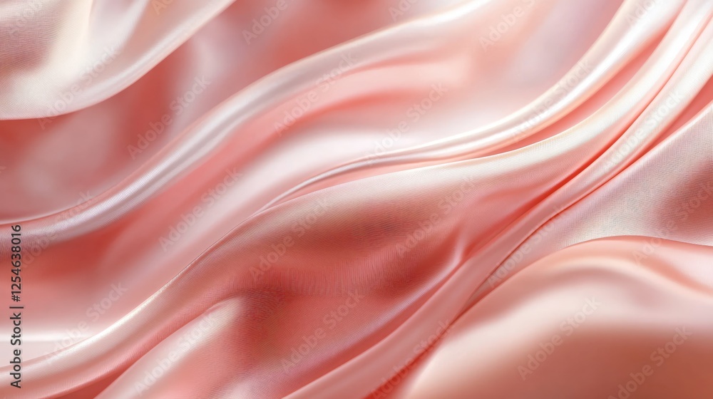 Fototapeta premium Elegant pink silk fabric with soft folds and gentle curves creating a luxurious background