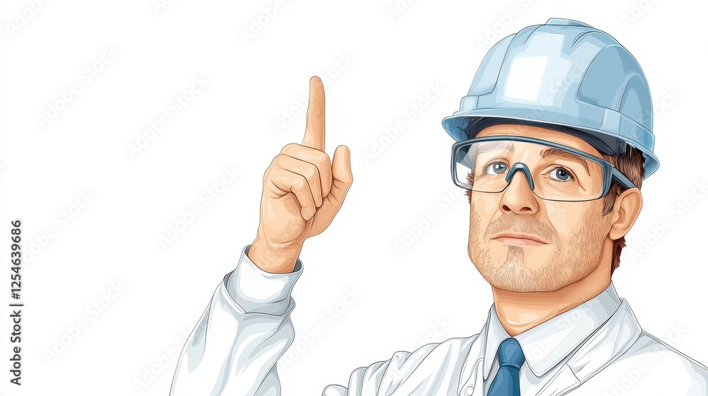 Construction worker in hardhat pointing at blueprint on site, discussing building project Construction worker in hardhat pointing at blueprint on site, discussing building project