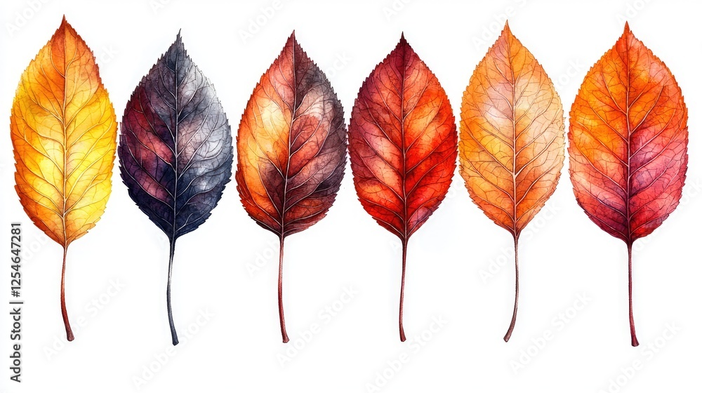 A vibrant display of autumn leaves showcasing a gradient of colors from yellow to red A vibrant display of autumn leaves showcasing a gradient of colors from yellow to red