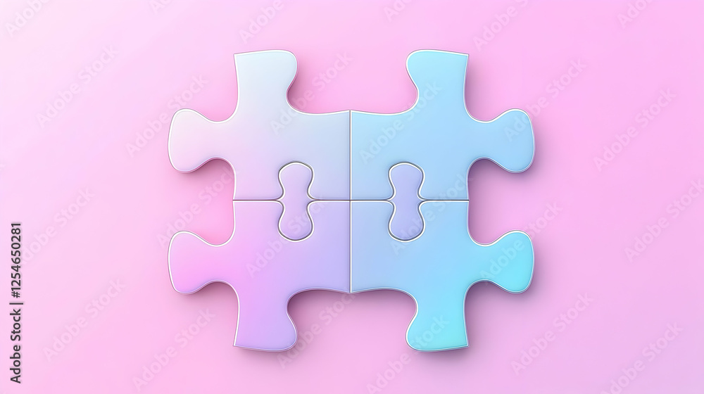 Pastel puzzle pieces joined on pink background. Teamwork concept Pastel puzzle pieces joined on pink background. Teamwork concept