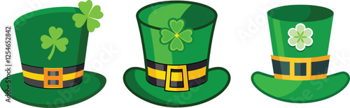 st patricks day leprechaun hat set vector, vector and illustration, vector style 