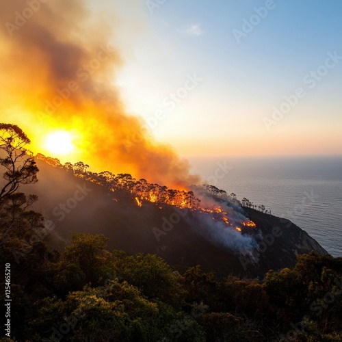 Wildfire Sunset Coastline