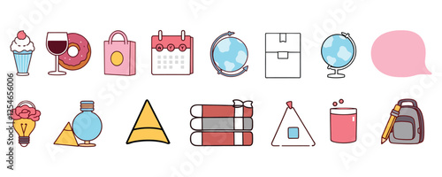 Academic & School Objects Icons 🏫 Perfect for UI & Print Designs