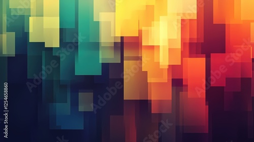 Abstract geometric composition with vibrant color gradient and overlapping rectangular shapes design