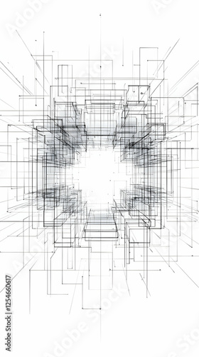 Obraz na płótnie Abstract 3D Wireframe Structure Illustration w salonie