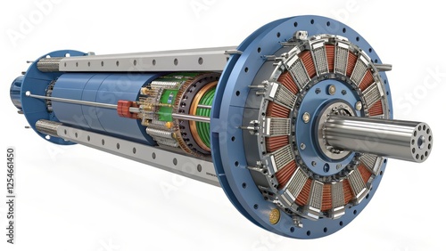 3D Rendered Axial Flux Motor Internal Components and Design, Engineering, Technology Axial Flux Motor, 3D Rendering