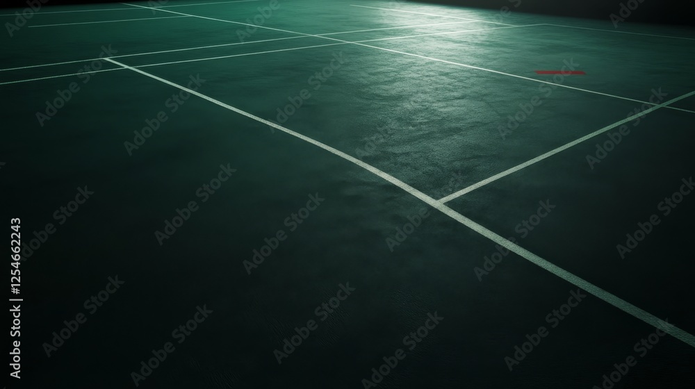 A dark sports court floor with a subtle texture, lightly distressed for realism, lit with low, dim ambient light. The surface should be smooth and matte with soft shadows along the edges to enhance A dark sports court floor with a subtle texture, lightly distressed for realism, lit with low, dim ambient light. The surface should be smooth and matte with soft shadows along the edges to enhance