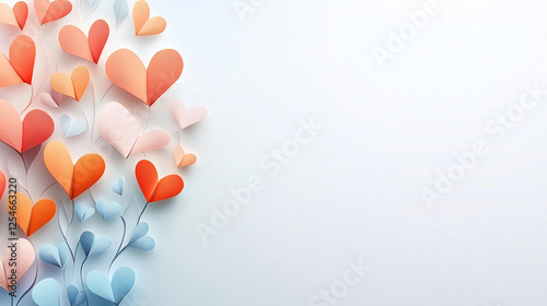 Romantic abstract floral background with hearts and butterflies