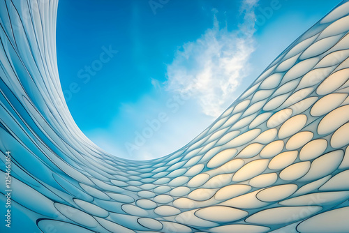 Abstract 3D Blue Wave Background Illustration