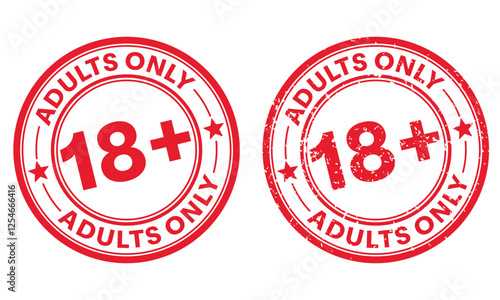 Under 18 rubber stamp, adults only vector template