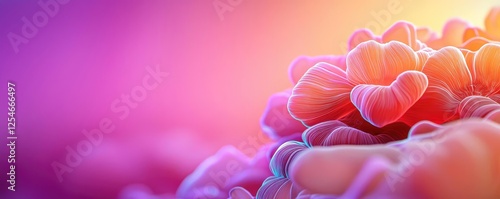 Marine environment microscopic idea. Vibrant close-up of colorful flowers with a dreamy, abstract background. photo