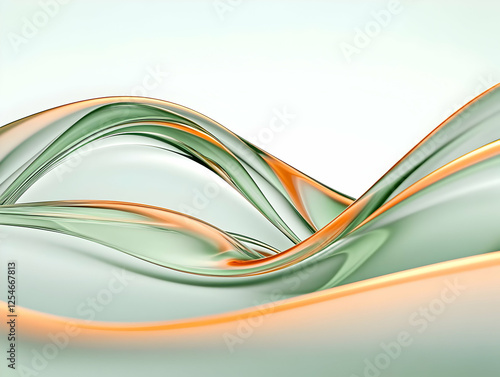 Abstract 3D Green Orange Wave Background