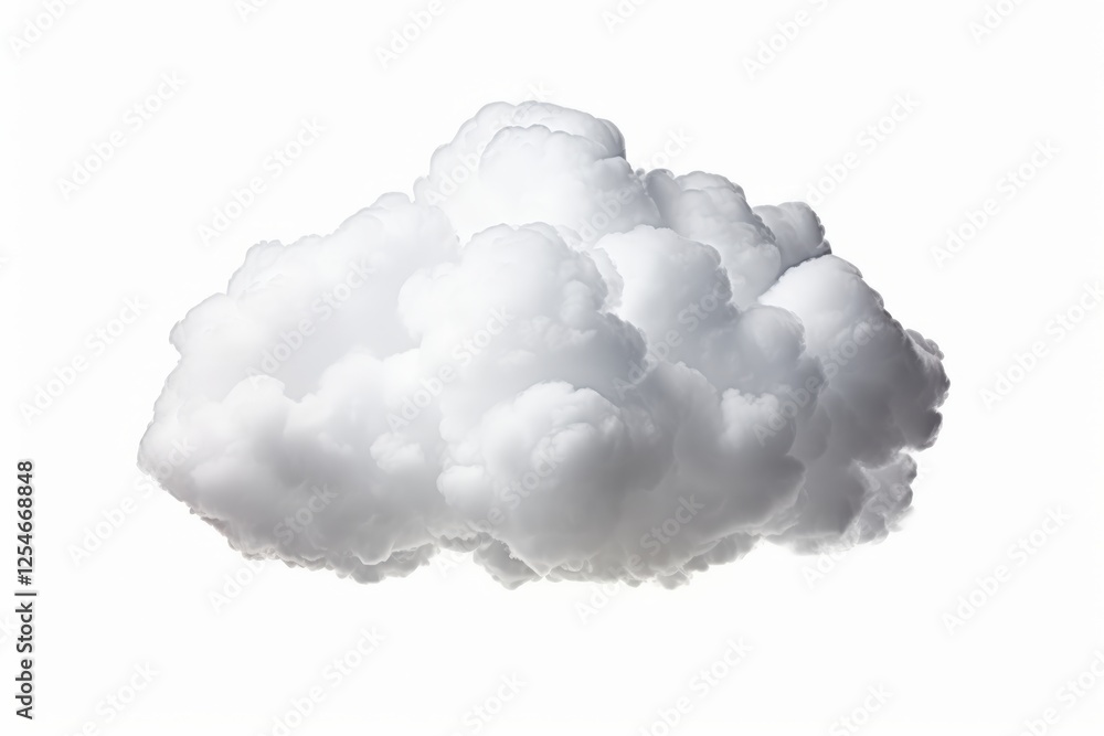 Isolated White Cloud in Clear Background Perfect for Minimalist Themes and Creative Projects Showcasing Natural Elements and Tranquility