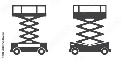 Professional Scissor Lift Icons Silhouette Vector Illustration