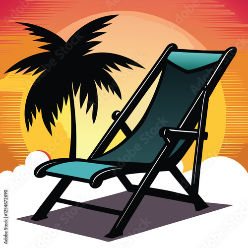 beach chair silhouette illustration 