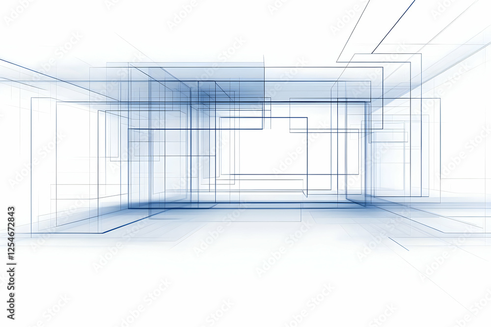 Abstract 3D Wireframe Structure Background