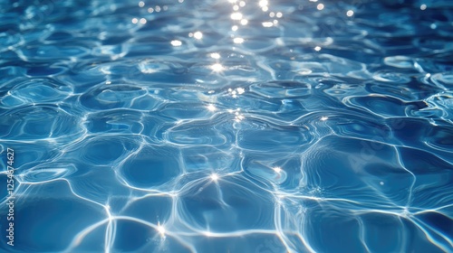 Sunlit ripples in a blue swimming pool photo