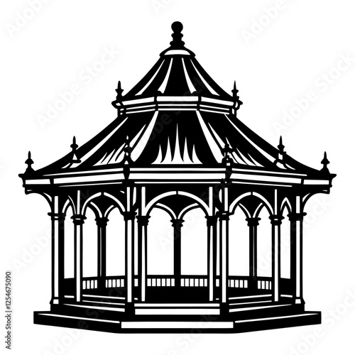 A  Pavilion silhouette  on White Background