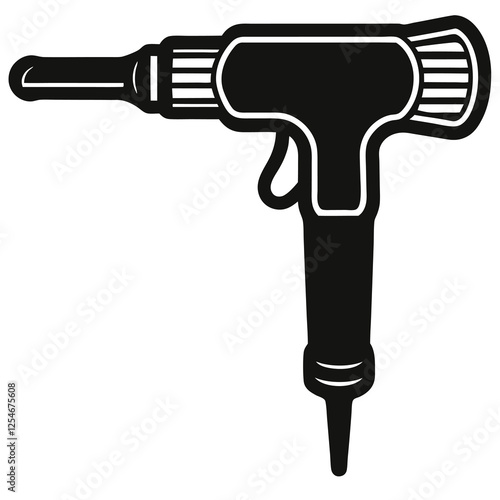 silhouette vector of pneumatic hammer with tubing