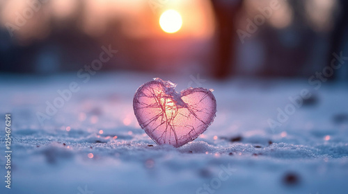 A pink heart-shaped piece broken on a light background symbolizing love, heartbreak, and emotional struggles in relationships with a modern, blurred tone and empty space for captions photo