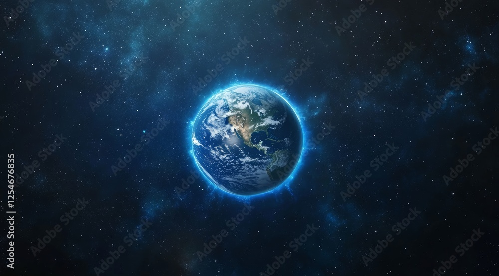 Obraz premium Glowing Earth in Space.
