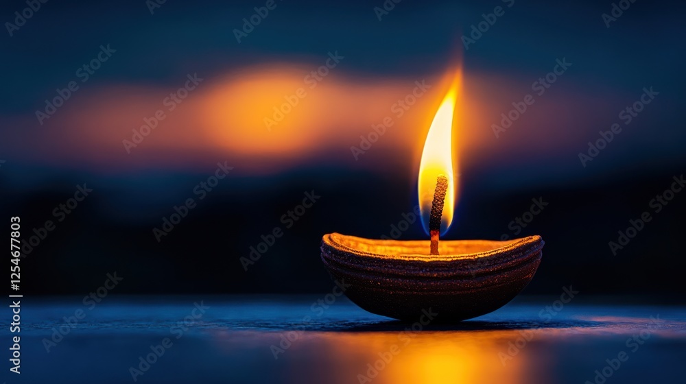 Lit Clay Diya Lamps for Joyous Diwali Celebration - AI Generated Lit Clay Diya Lamps for Joyous Diwali Celebration - AI Generated