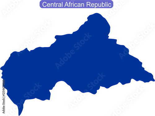 Vector map of Central African Republic in solid blue color