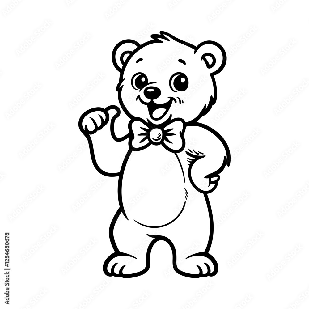 fun cartoon bear with bow ties character isolated drawing line style sketch classic vintage design illustration fun cartoon bear with bow ties character isolated drawing line style sketch classic vintage design illustration