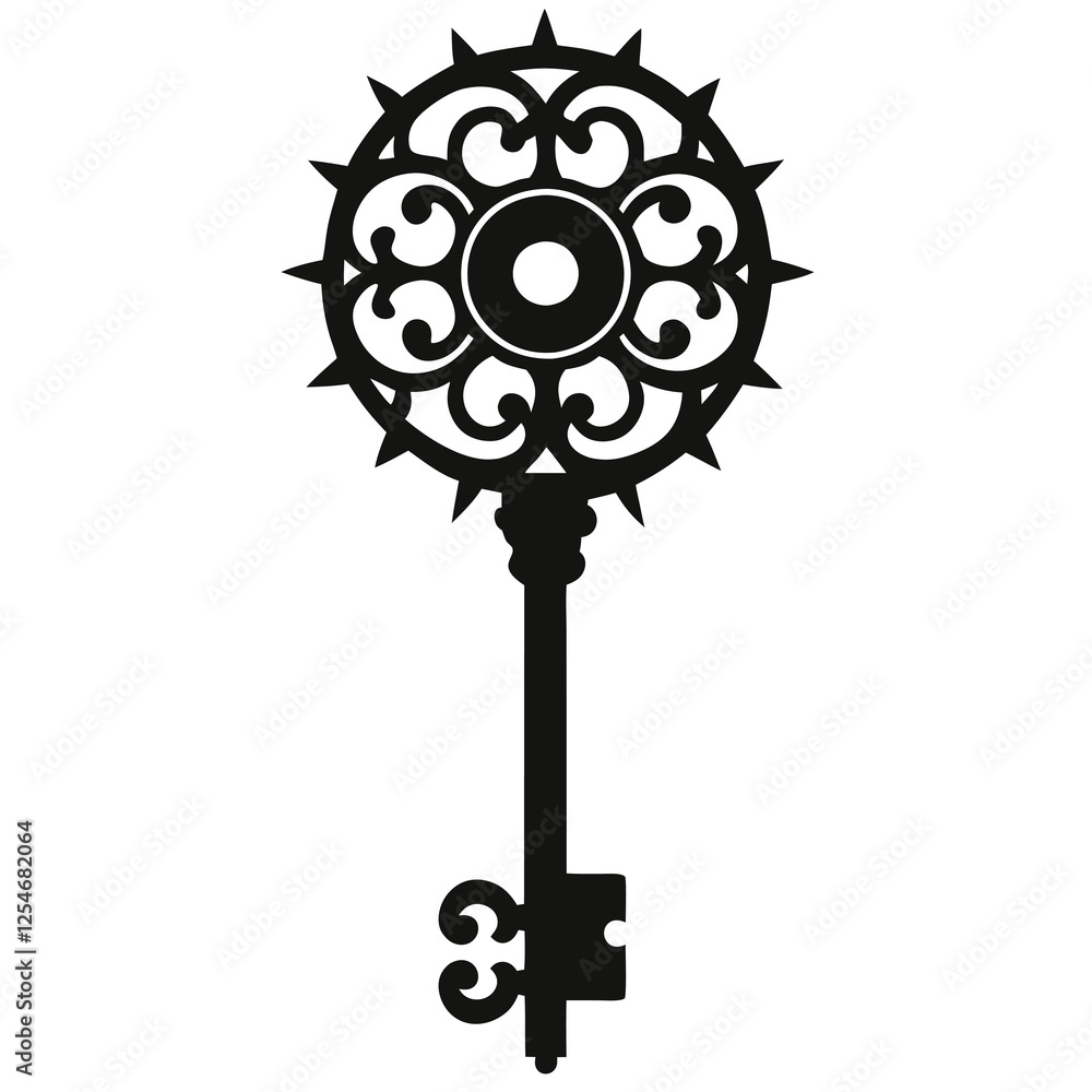 Obraz premium silhouette vector of clockwork key