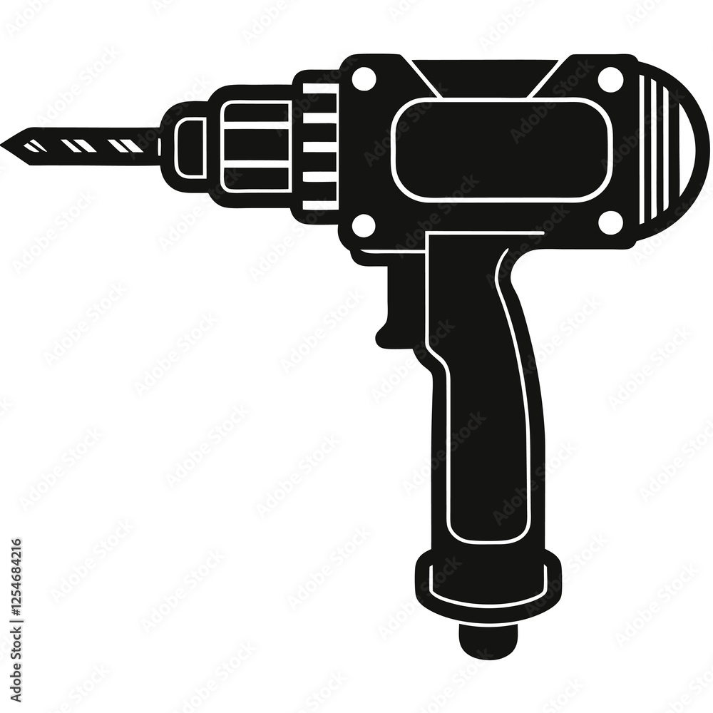 silhouette vector of hand-cranked mechanical drill silhouette vector of hand-cranked mechanical drill