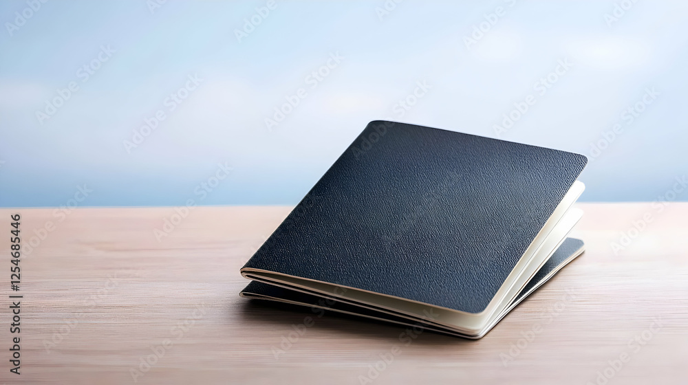 Passport on wooden table, travel planning concept Passport on wooden table, travel planning concept
