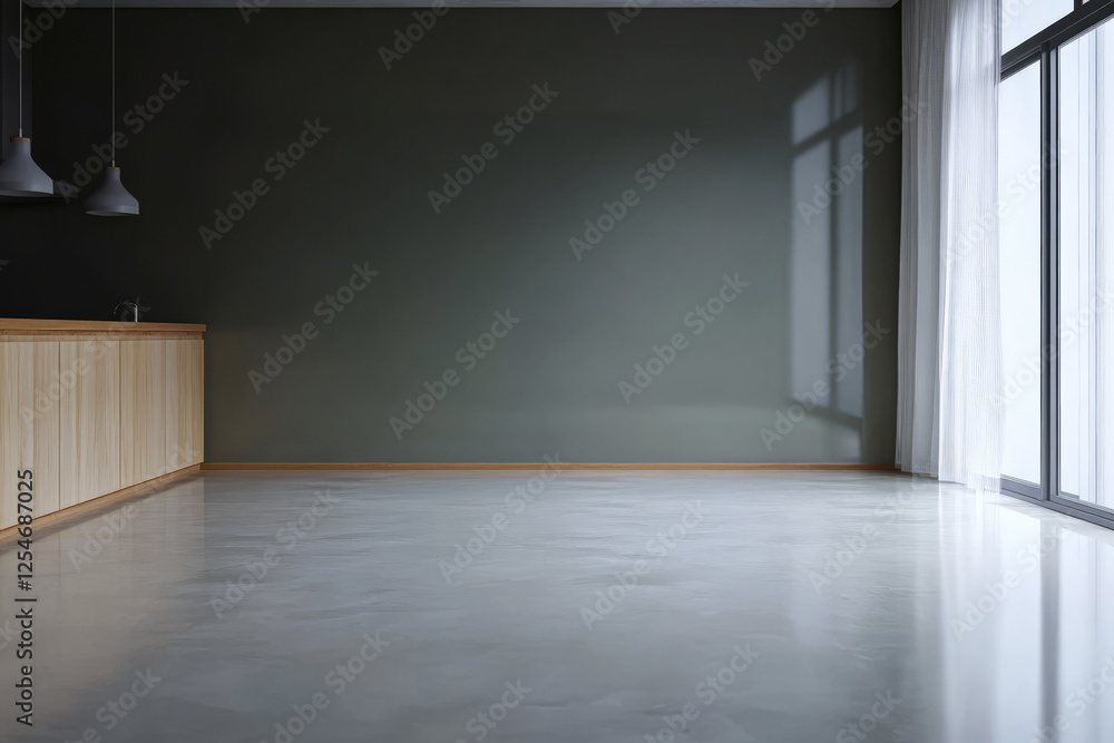 Obraz premium Minimalist interior design with natural light and wooden accents in a modern space