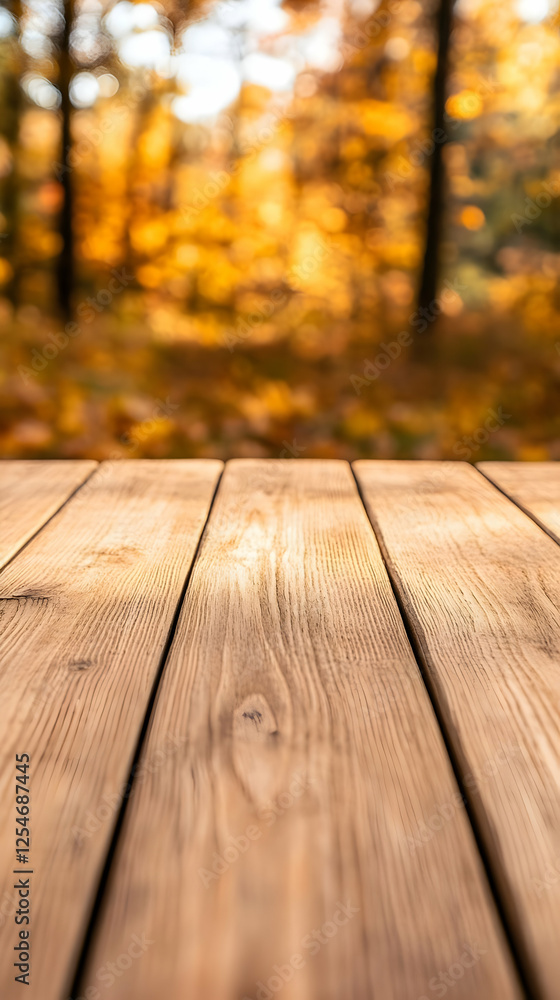 Autumnal Wooden Table Background Illustration Autumnal Wooden Table Background Illustration