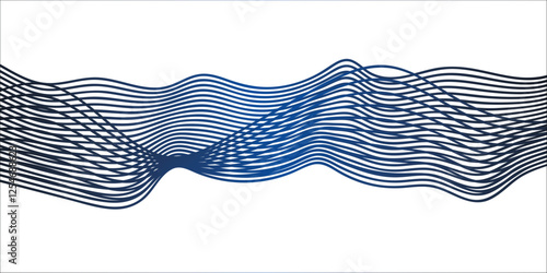 Vector abstract Technology flow blue blend curve wave line digital isolated energy, digital gradient transparent tech curve creative technology flowing smooth diagonal  music dynamic gradient thin dig