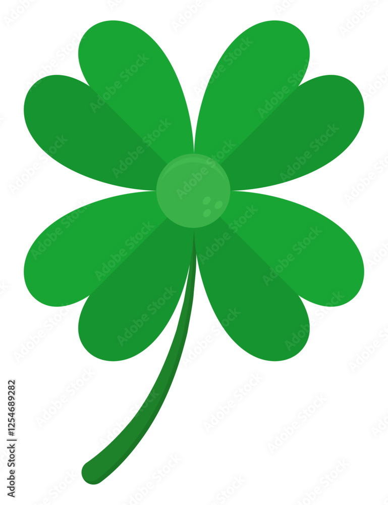 Green clover leaf flat icon isolated on white background.