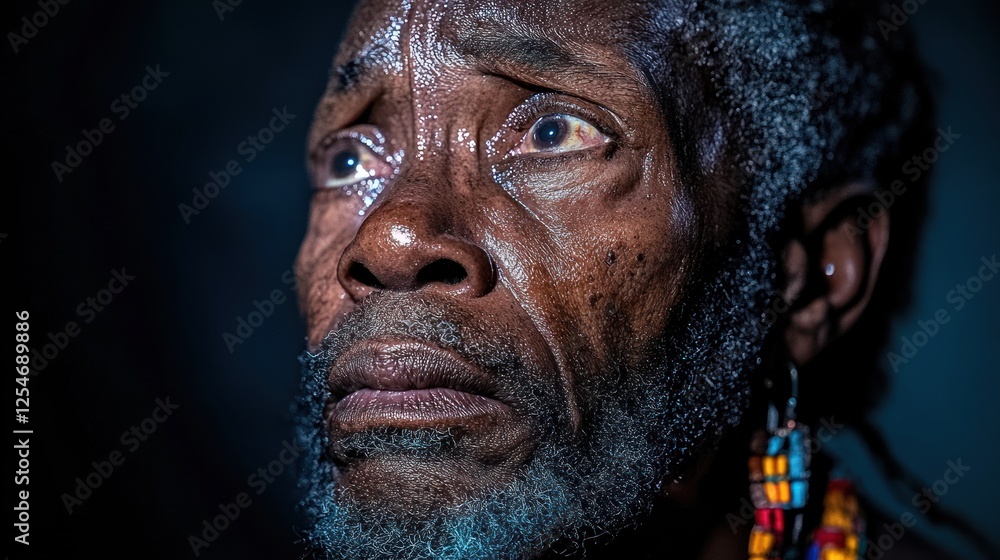 Praying and Mourning: Elderly African American Man Crying and Pleading to God with Tears Praying and Mourning: Elderly African American Man Crying and Pleading to God with Tears