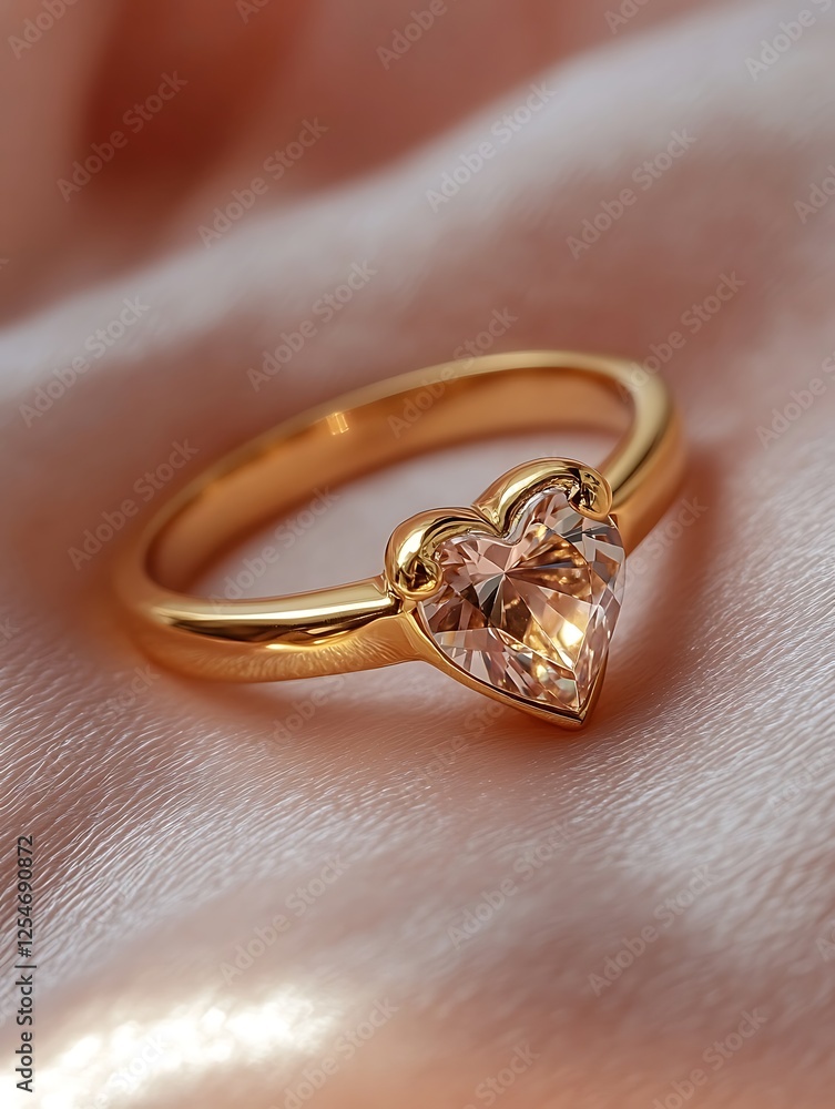Golden ring with pink diamonds on pink bckground. Golden ring with pink diamonds on pink bckground.