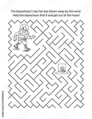 St. Patrick's Day maze game: Help the leprechaun find his hat and get out of the maze. Answer included.