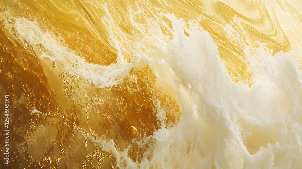 Obraz premium Close up of a wave crashing on a sandy beach with soft peach colors in the background