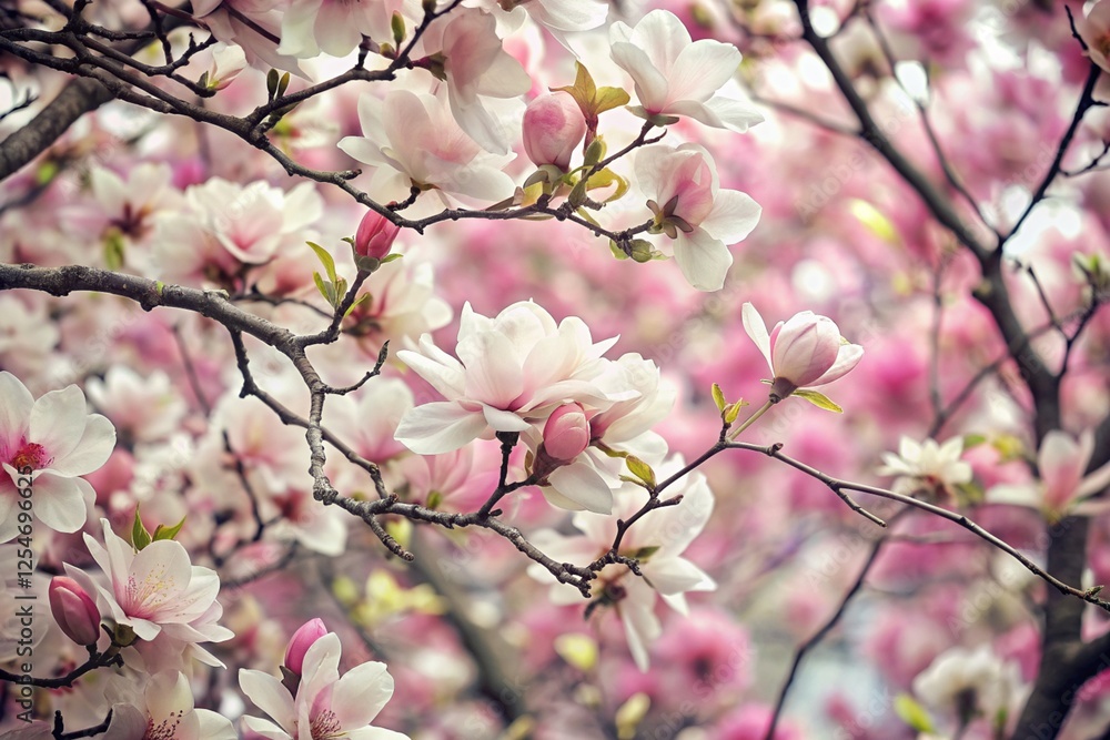 branches filled with blooming cherry blossoms apple blossoms magnolia flowers evoking the beauty and renewal of springtim branches filled with blooming cherry blossoms apple blossoms magnolia flowers evoking the beauty and renewal of springtim