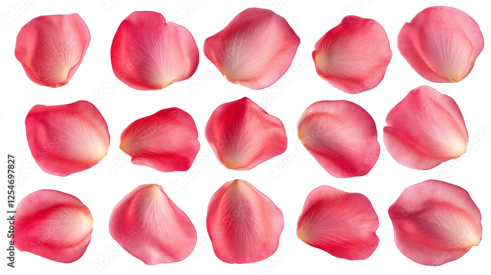 Fototapeta premium rose petals isolated on transparent white background, clipping path