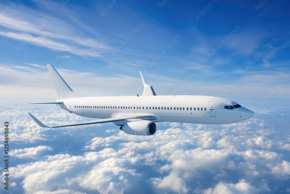 Commercial airplane flying above the clouds Commercial airplane flying above the clouds